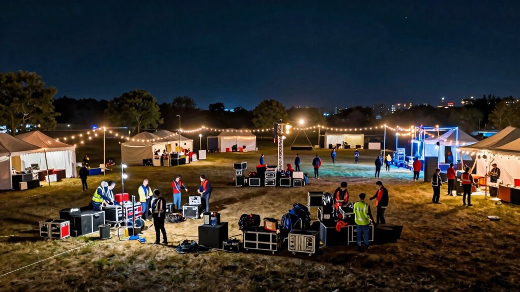 festival teams prepare overnight