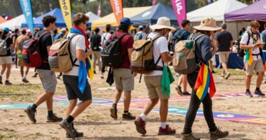 getting ready for festival walking