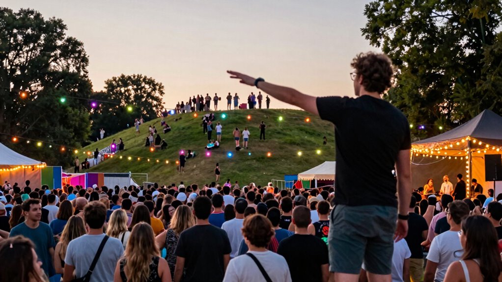 optimal festival crowd positioning