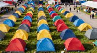 organized campsite rows structure