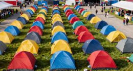 organized campsite rows structure
