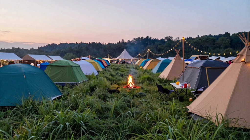 setting up festival camp