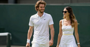 Andrew Garfield Sports Long Hair for Wimbledon Date with Girlfriend Monica Barbaro