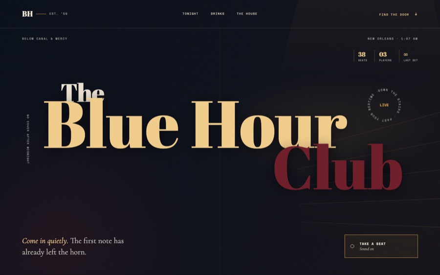 The Blue Hour Club — Jazz Below Canal Street — Sound-Driven Visuals (FABLE/175, room 38)